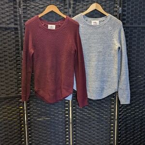 Sonoma Women's Crew Neck Sweaters - Burgundy and Gray